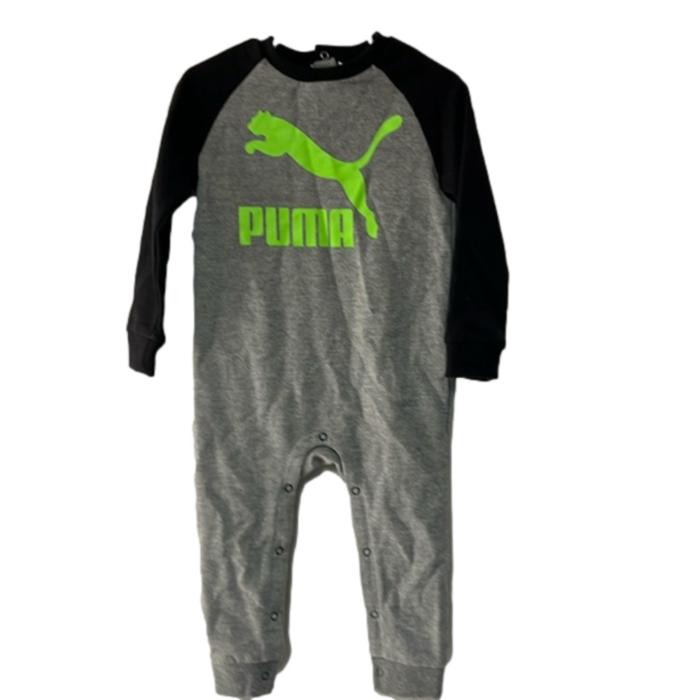 Boys toddler Puma fleece long sleeve‎ one piece with snap crotch size 18 months